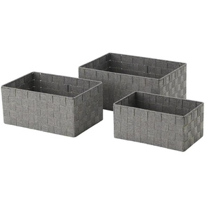 HOME STORY Aufbewahrungskorb 3er Set - grau - Polyester,Metall - 34 cm - 15 cm - cm 24,0 | Möbel Kraft