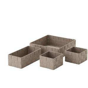 HOME STORY Aufbewahrungskorb 4er Set - braun - Polyester,Metall - 26 cm - 8,5 cm - cm 26,0 | Möbel Kraft
