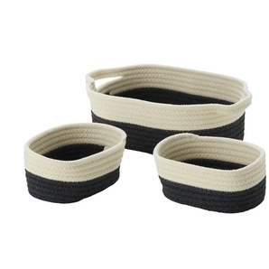 HOME STORY Aufbewahurngskorb 3er Set - schwarz - Polyester,Baumwolle - 33 cm - 11 cm - cm 23,0 | Möbel Kraft