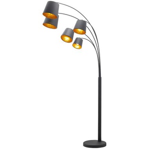 HOME STORY Bogenleuchte, mit Stoffschirmen - schwarz - Materialmix - 123 cm - 205 cm | Möbel Kraft