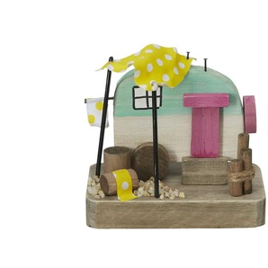 HOME STORY Deko Objekt Wohnwagen   ¦ mehrfarbig ¦ Holz ¦ Maße (cm): B: 16 H: 15 T: 9.5