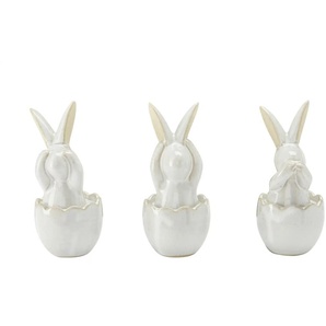 HOME STORY Deko Osterhase 3er Set - creme - Porzellan - 20,6 cm - 7,9 cm - cm 15,1 | Möbel Kraft