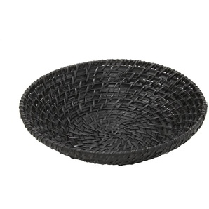 HOME STORY Deko-Schale   ¦ schwarz ¦ Bambus,Rattan ¦ Maße (cm): H: 7  Ø: 30