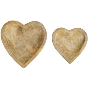 HOME STORY Deko Teller 2er Set - holzfarben - Holz,Massivholz - 18 cm - 2 cm - cm 20,0 | Möbel Kraft