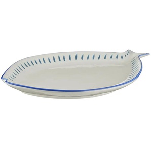 HOME STORY Deko Teller Fisch - weiß - Steinzeug - 21,6 cm - 2,9 cm | Möbel Kraft