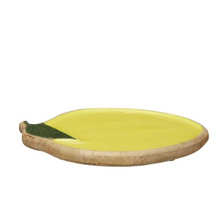HOME STORY Deko Teller Zitrone - gelb - Holz - 27 cm - 2,5 cm - cm 34,0 | Möbel Kraft