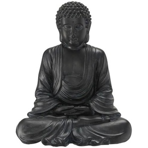 HOME STORY Figur Buddha - schwarz - Polyresin (Kunstharz) - 31,5 cm - 38,5 cm - cm 23,0 | Möbel Kraft