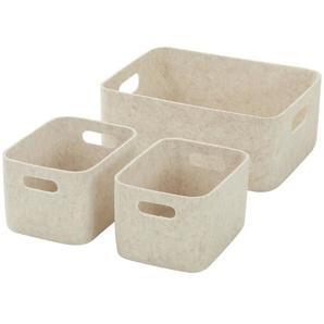 HOME STORY Filzkörbe 3er Set - beige - Filz - 33 cm - 14 cm - cm 25,0 | Möbel Kraft