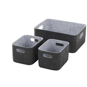 HOME STORY Filzkörbe 3er Set - schwarz - Filz - 33 cm - 14 cm - cm 25,0 | Möbel Kraft