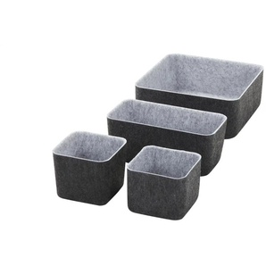 HOME STORY Filzkörbe 4er Set - schwarz - Filz - 25 cm - 10 cm - cm 25,0 | Möbel Kraft