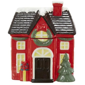 HOME STORY Keksdose Haus mit Deckel   ¦ rot ¦ Dolomite ¦ Maße (cm): B: 17,7 H: 20,3 T: 17.7