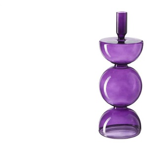 HOME STORY Kerzenständer   ¦ lila/violett ¦ Glas ¦ Maße (cm): H: 27,5  Ø: 10