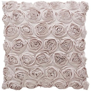 HOME STORY Kissen  Rosenapplikation ¦ rosa/pink ¦ 100% Polyesterfüllung 400g ¦ Maße (cm): B: 43