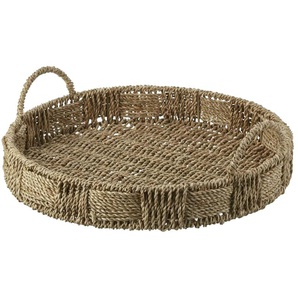 HOME STORY Korbtablett - braun - Seegras,Metall - 11 cm - 34.0 | Möbel Kraft