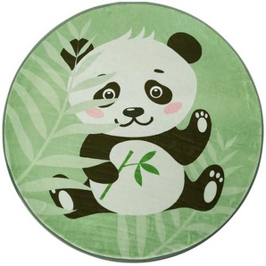KJUT Kurzflorteppich  Panda ¦ grün ¦ Synthetische Fasern ¦ Maße (cm): B: 80 H: 1  Ø: 80