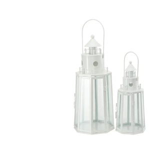 HOME STORY Laterne 2er Set - weiß - Metall,Glas - 40 cm - 17.5 | Möbel Kraft