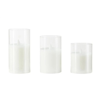 HOME STORY LED Kerze 3er Set - weiß - Wachs,Kunststoff,Glas - 15 cm - 7.5 | Möbel Kraft
