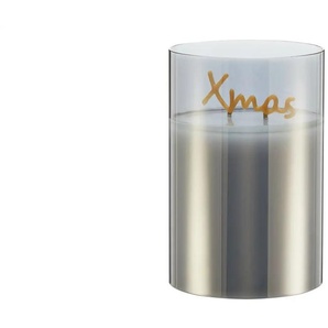 HOME STORY LED Kerze Xmas - grau - Glas,Wachs,Kunststoff - 15 cm - 10.0 | Möbel Kraft