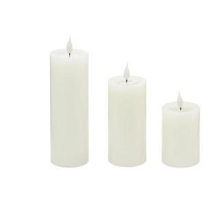 HOME STORY LED Kerzen 3er Set - weiß - Wachs,Kunststoff - 20 cm - 7.5 | Möbel Kraft