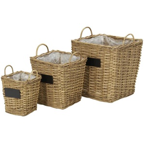 HOME STORY Pflanzkorb 3er Set - braun - Weide,Kunststoff,Rattan,MDF - 61 cm - 49.0 | Möbel Kraft