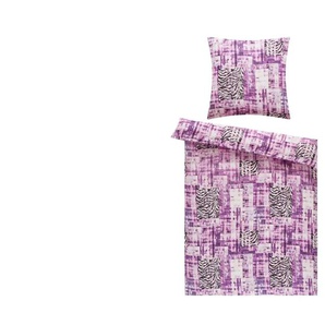 HOME STORY Satin Bettwäsche Wild Melange | lila/violett | 135 cm |