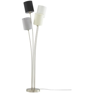 KHG Stehleuchte  4-flammig  Stoffschirme   ¦ silber ¦ Maße (cm): H: 150  Ø: 50