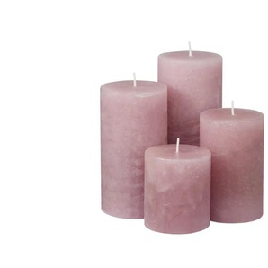 HOME STORY Stumpenkerze  4er Set   ¦ rosa/pink ¦ Paraffin ¦ Maße (cm): B: 14 H: 15,5 T: 14.0
