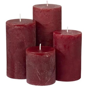 HOME STORY Stumpenkerze 4er Set - rot - Paraffin - 14 cm - 15,5 cm - cm 14,0 | Möbel Kraft