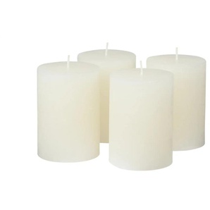 HOME STORY Stumpenkerze 4er-Set - weiß - Paraffin - 6,8 cm - 10 cm - cm 6,8 | Möbel Kraft