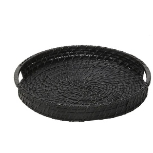 HOME STORY Tablett - schwarz - Bambus,Rattan - 5 cm - 36.0 | Möbel Kraft