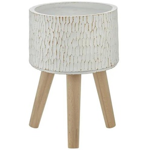 HOME STORY Übertopf auf Holzbeinen   ¦ weiß ¦ Magnesia,Fiberglas,Holz ¦ Maße (cm): H: 36  Ø: 25