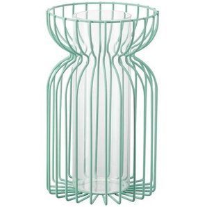 HOME STORY Vase - grün - Metall,Glas - 31,5 cm - 19.0 | Möbel Kraft