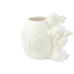 HOME STORY Vase mit Osterhase - weiß - Dolomite - 17,7 cm - 15,7 cm - cm 12,3 | Möbel Kraft