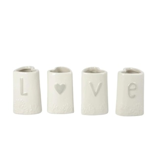 HOME STORY Vasen Love 4er Set - weiß - Dolomite - 5 cm - 7,8 cm - cm 5,0 | Möbel Kraft