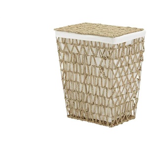 HOME STORY Wäschekorb - braun - Seegras,Polyester,Baumwolle,Metall - 30 cm - 52 cm | Möbel Kraft