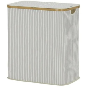 HOME STORY Wäschekorb mit 2 Fächern - creme - Stoff,Bambus - 33,5 cm - 60 cm | Möbel Kraft