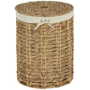 HOME STORY Wäschekorb mit Deckel - braun - Wasserhyazinthe,Polyester,Baumwolle - 55 cm - 42.0 | Möbel Kraft