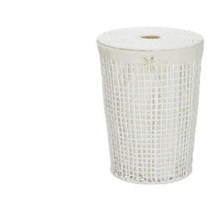 HOME STORY Wäschekorb mit Deckel - weiß - Papier,Metall,Polyester,Baumwolle - 56 cm - 42.0 | Möbel Kraft