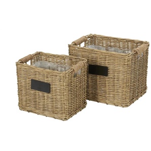 HOME STORY Weidenkorb 2er Set - braun - Weide,Metall,Kunststoff - 40 cm - 43 cm | Möbel Kraft