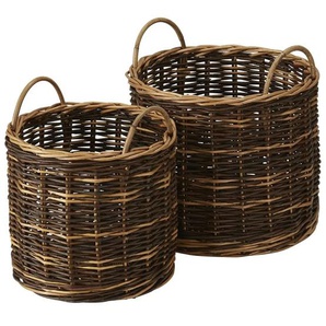 HOME STORY Weidenkorb 2er Set - braun - Weide,Rattan - 51 cm - 48.0 | Möbel Kraft