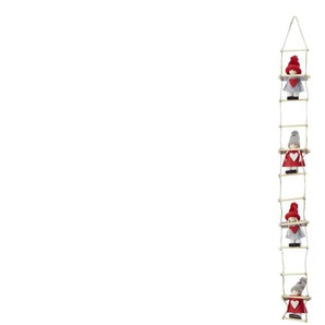 HOME STORY Weihnachtsfiguren auf Leiter - mehrfarbig - Polyester,Bambus - 1,5 cm - 62 cm | Möbel Kraft