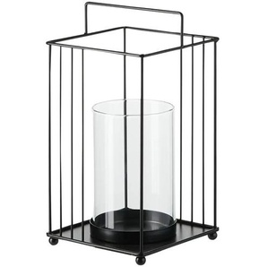 HOME STORY Windlicht mit Glaseinsatz - schwarz - Metall,Glas - 24,5 cm - 15.0 | Möbel Kraft