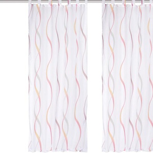 HOME WOHNIDEEN Vorhang SCHLAUFENSCHAL, Schlaufen (2 St), transparent, Voile, 2er Pack Schlaufenschal bedruckt