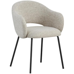 home24 Armlehnstuhl, Schwarz, Beige, Metall, Textil, Rundrohr, 58x79x59 cm, Esszimmer, Stühle, Esszimmerstühle, Armlehnenstühle