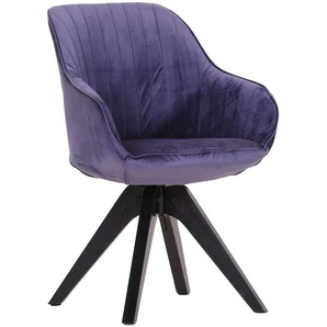 home24 Armlehnstuhl, Lila, Holz, Textil, Eiche, massiv, konisch, eckig, 60x83x65 cm, Stoffauswahl, Sitzfläche 360° drehbar, Esszimmer, Stühle,