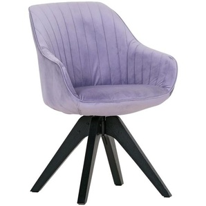 home24 Armlehnstuhl, Schwarz, Flieder, Holz, Textil, Eiche, massiv, konisch, eckig, 60x83x65 cm, Stoffauswahl, Sitzfläche 360° drehbar, Esszimmer,