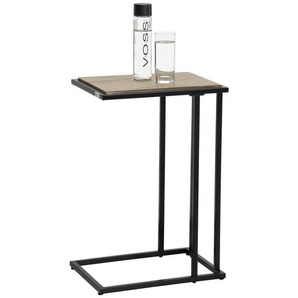 home24 Beistelltisch, Schwarz, Eiche, Metall, Holzwerkstoff, rechteckig, Flachrohr, 30x60x40 cm, Wohnzimmer, Wohnzimmertische, Beistelltische,