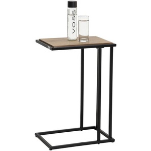 home24 Beistelltisch, Schwarz, Eiche, Metall, Holzwerkstoff, rechteckig, Flachrohr, 30x60x40 cm, Wohnzimmer, Wohnzimmertische, Beistelltische