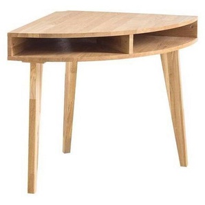 home24 Eckschreibtisch, Wildeiche, Holz, Wildeiche, massiv, konisch, 75x76x75 cm, Stauraum, Arbeitszimmer, Schreibtische, Eckschreibtische