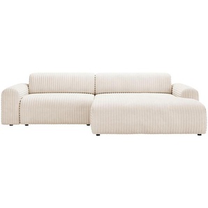 home24 Ecksofa, Creme, Textil, 3-4-Sitzer, Füllung: Schaumstoffflocken, Ottomane rechts, L-Form, 292x178 cm, Rücken echt, Wohnzimmer, Sofas & Couches,